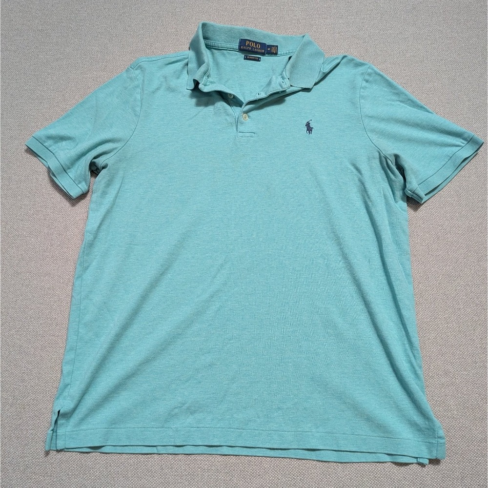 Polo Ralph Lauren Men's M Aqua Heather Polo Shirt Classic Fit Cotton Pony